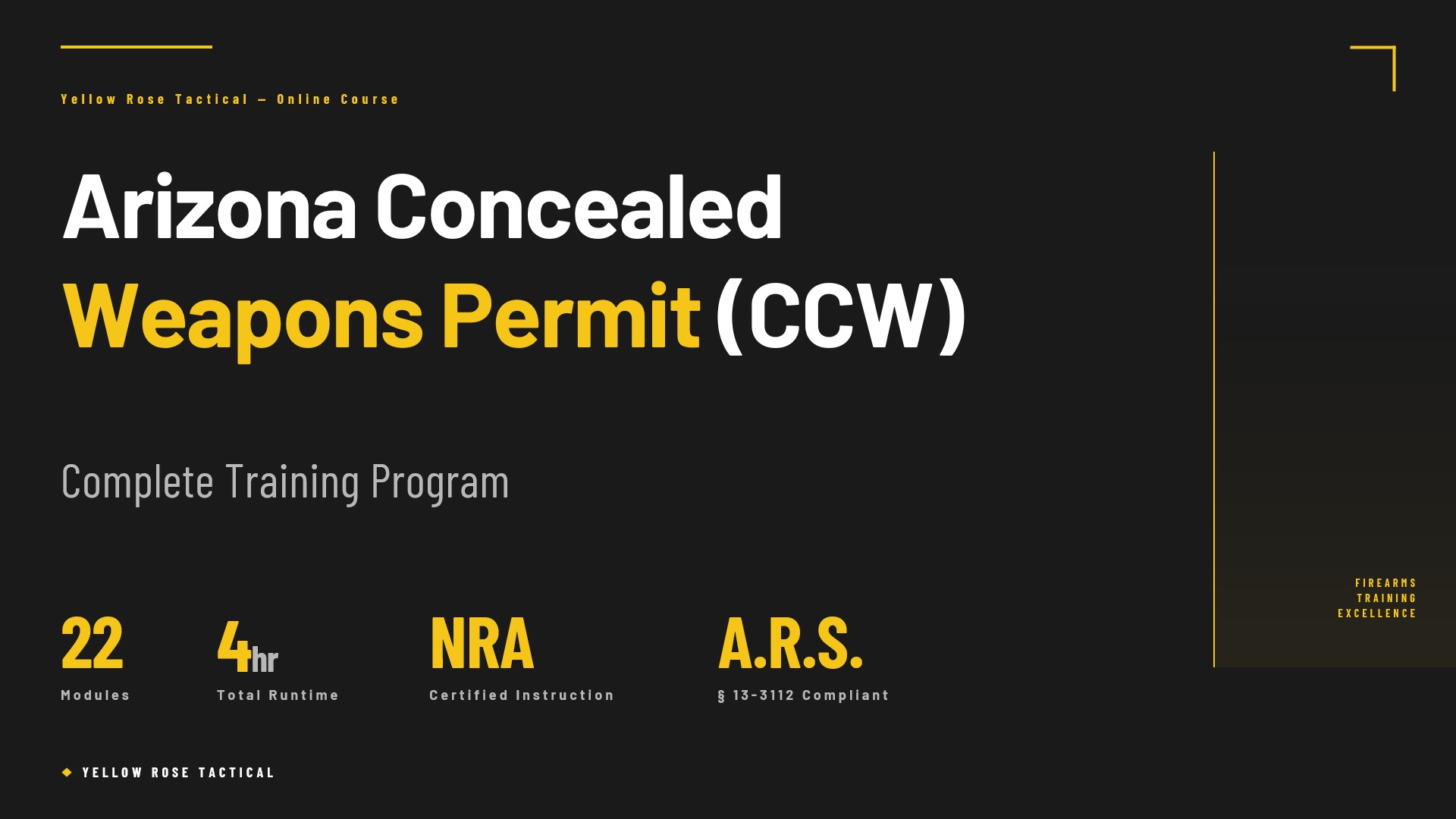 Arizona Concealed Weapons Permit CCW Course