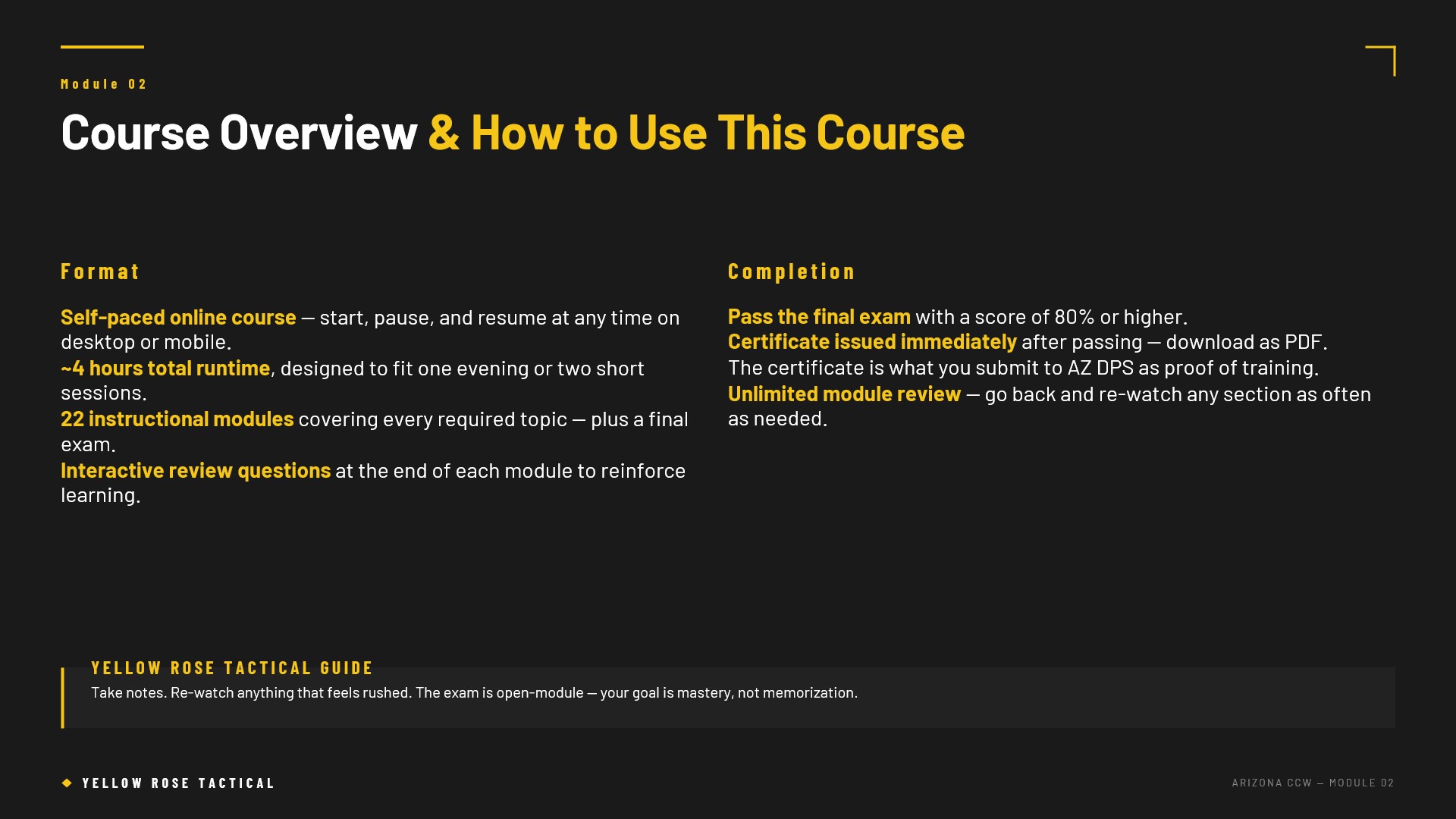 Arizona CCW Course Overview Module 02